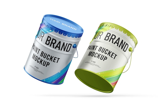 Mockup de cubo de pintura para marca y presentación de productos