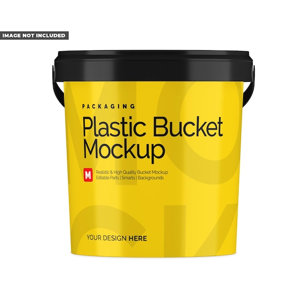 Mockup de un cubo de plástico brillante