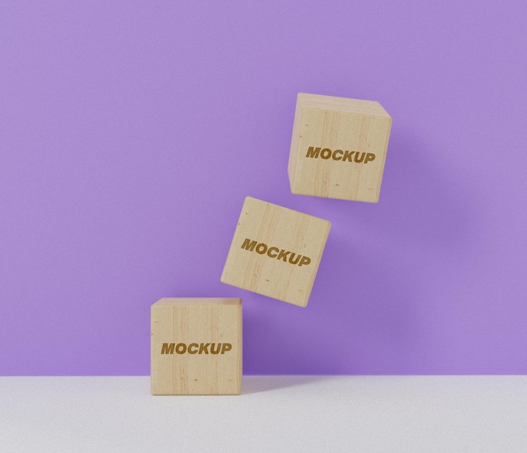 PSD mockup de los cubos de madera de psd