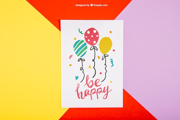 PSD mockup de cumpleaños con papel