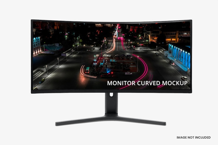 PSD mockup de la curva del monitor