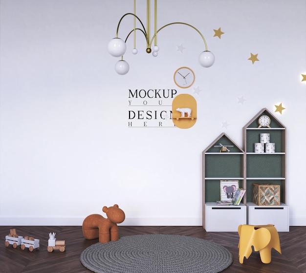 Mockup da parete nella cameretta dei bambini