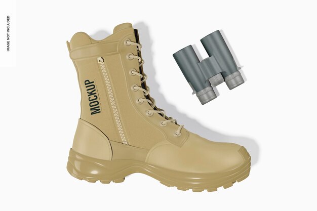 Mockup de bota militar, vista superior