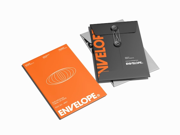 Mockup de cadeia de envelope 3D realista isolado