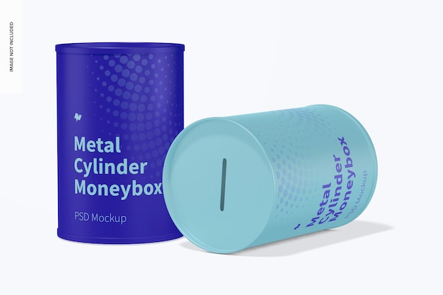 Mockup de caixa de dinheiro de cilindro de metal