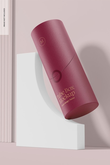 Mockup de caixa de tubo de papel de altura inclinado 02