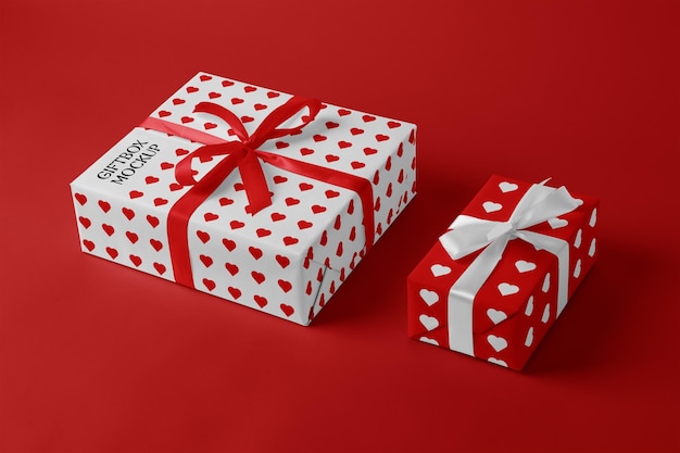PSD mockup de caixas de presentes grátis para o dia dos namorados