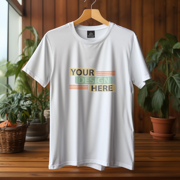 PSD mockup de camiseta branca em um gancho