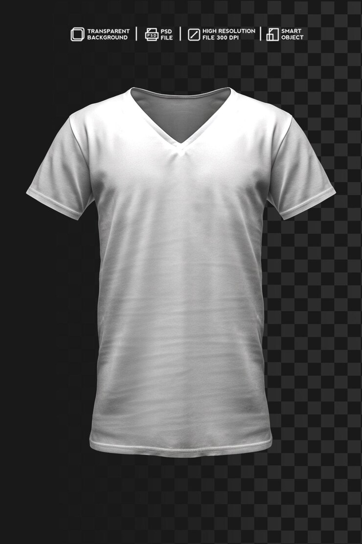PSD mockup de camiseta com decote v na moda psd com fundo transparente