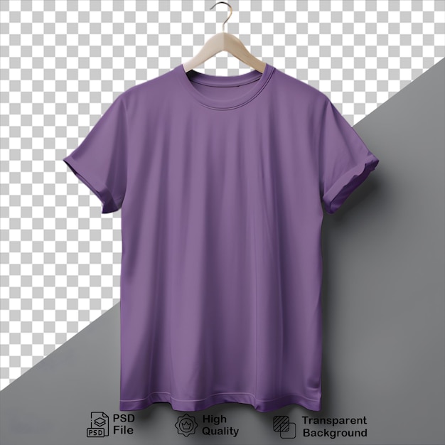 PSD mockup de camiseta roxa em fundo cinza inclui arquivo png