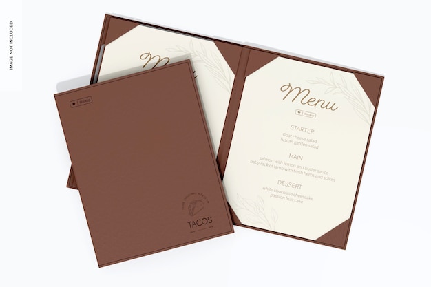 Mockup de capas de couro do menu