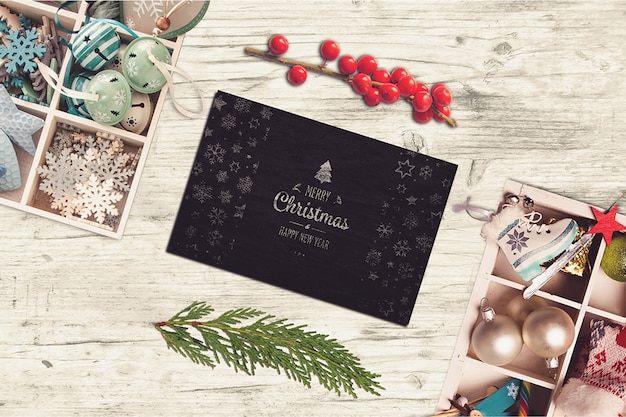 PSD mockup de cartão de natal criativo