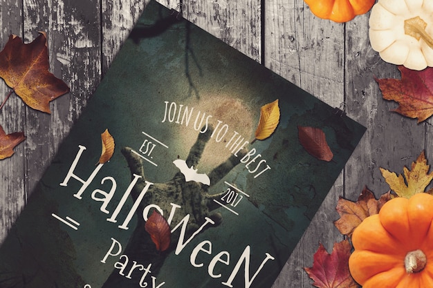 Mockup de cartaz de festa com design de halloween