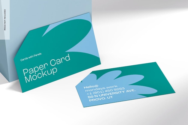 Mockup de cartões de papel comercial em pé e caído