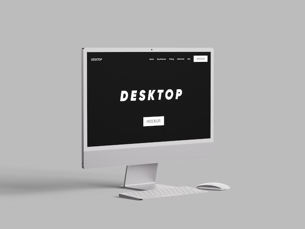 Mockup de computador de mesa minimalista para apresentações de sites e aplicativos