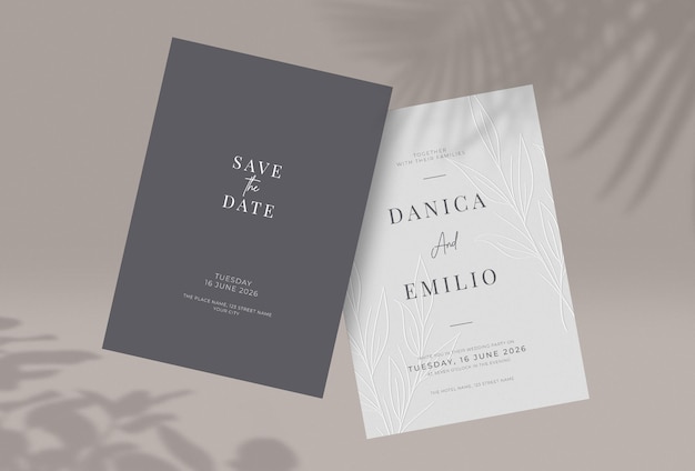 Mockup de convite de casamento