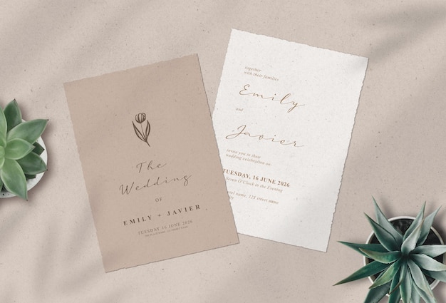 Mockup de convite de casamento