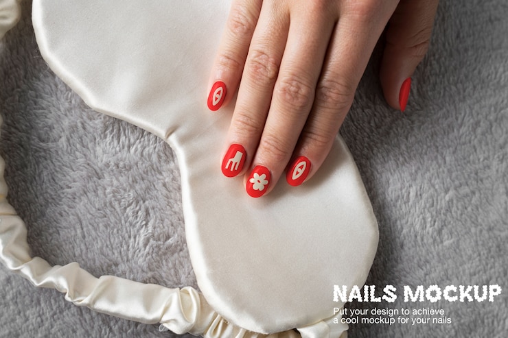 PSD mockup de desenho de unhas em close-up