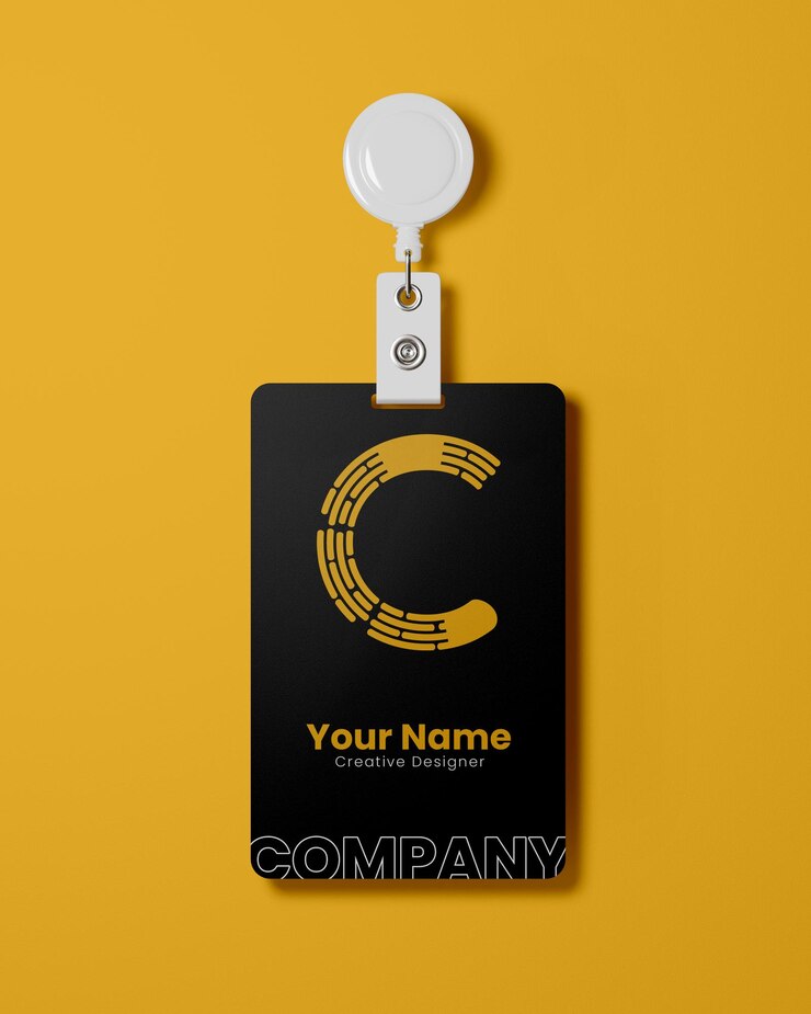 PSD mockup de distintivo de identificação de corda com suporte front flat lay psd