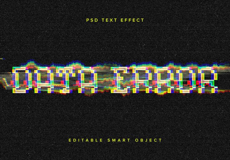 PSD mockup de efeito de texto de glitch distorcido