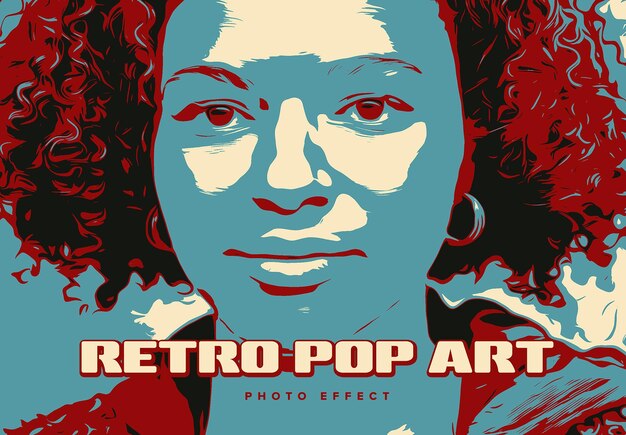 PSD mockup de efeito fotográfico de arte pop retro