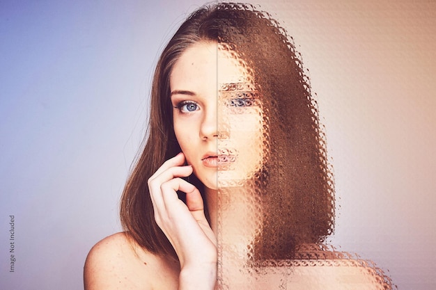 Mockup de efeito fotográfico de vidro fosco PSD