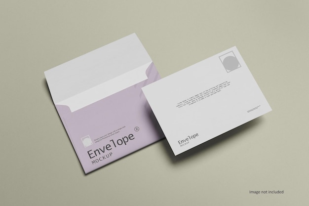 Mockup de envelope com elementos de marca e design