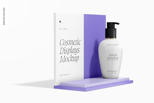 Mockup de exibição de cosméticos em acrílico, vista esquerda