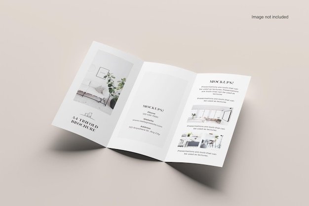 MOCKUP DE FOLHETO A4 COM TRÊS DOBRAS