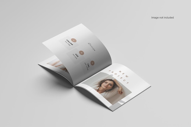 PSD mockup de folheto aberto quadrado bifold