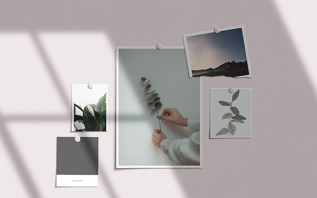 PSD mockup de foto em moodboard