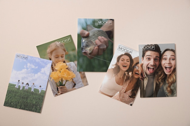 Mockup de fotografias bonitas colocadas em plano