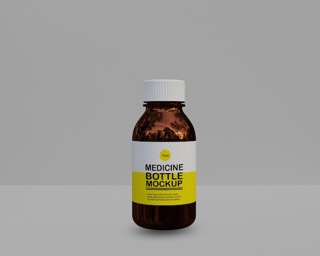 Mockup de frasco de medicina de vidro amber