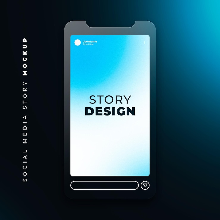 PSD mockup de história com fundo preto