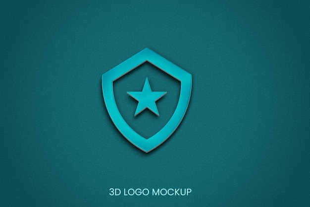 Mockup de logotipo 3D em fundo azul