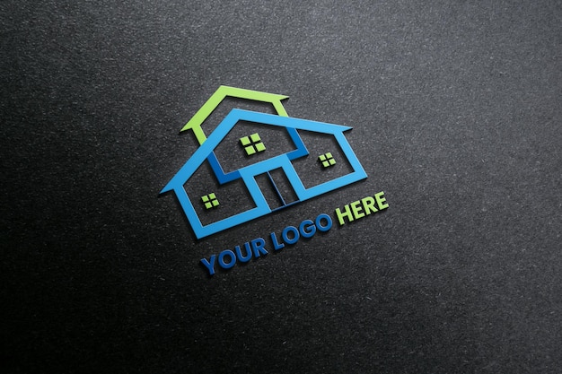 Mockup de logotipo 3D realista com fundo texturizado preto