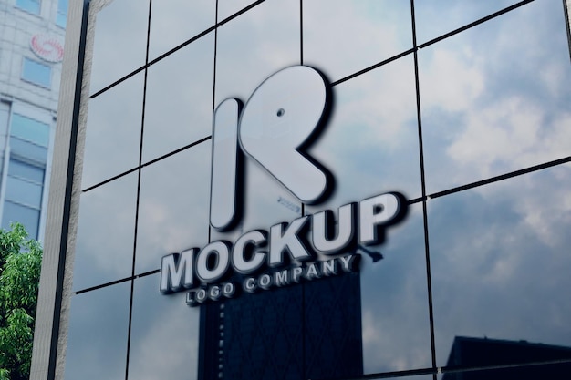 Mockup de logotipo realista 3d Sign Company Building PSD Premium