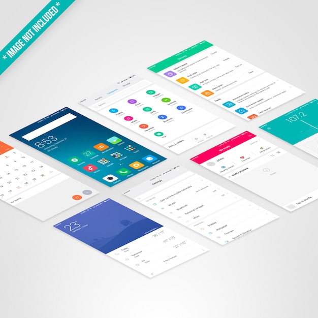 PSD mockup de oito telas de smartphone