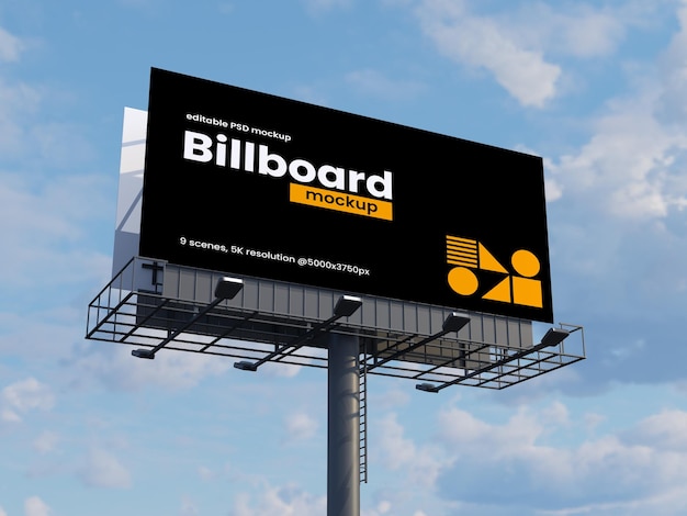 Mockup de outdoor com painel de publicidade preto