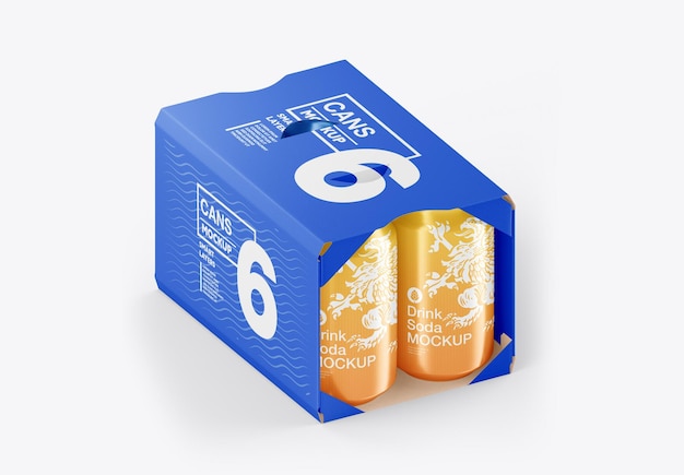 Mockup de pacote de 6 latas