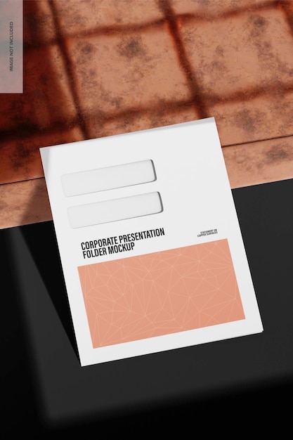 Mockup de Pasta de Apresentação Corporativa, Inclinado
