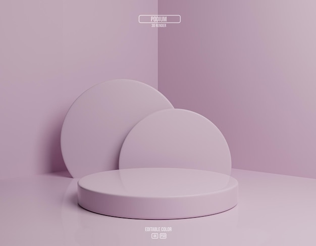 Mockup de pódio rosa geométrico 3D para exibição de produtos com fundo redondo e cor editável