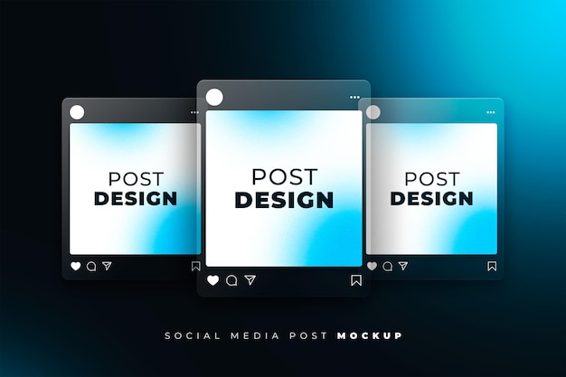 PSD mockup de postagem de mídia social com fundo preto