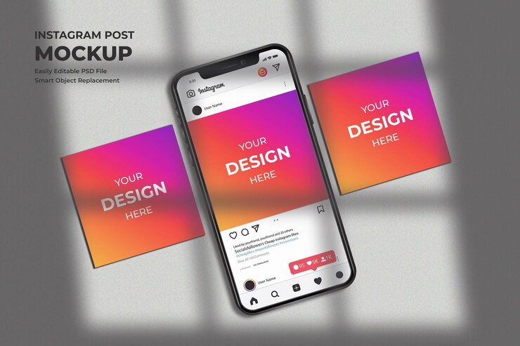 PSD mockup de postagem de mídia social do instagram para três postagens