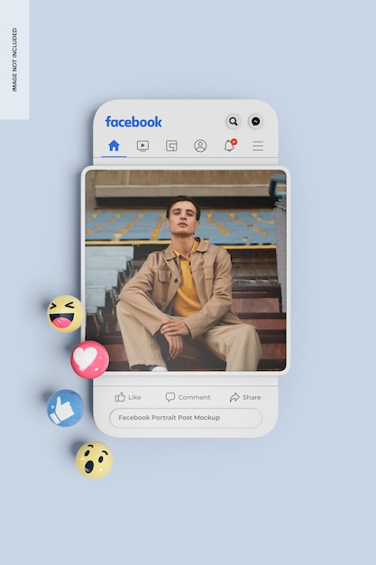Mockup de postagem de retrato do Facebook, vista superior