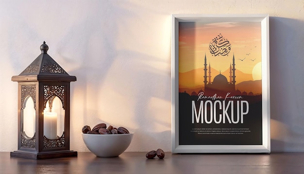 PSD mockup de quadro com vibrações de ramadan