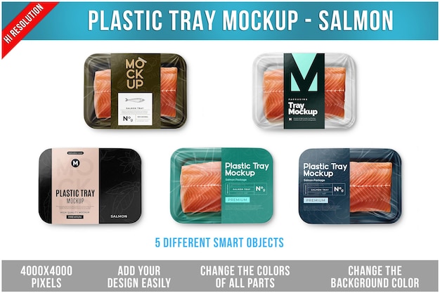 Mockup de salmão em bandeja