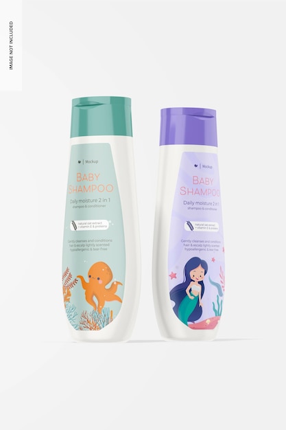 Mockup de Shampoo Hidratante para Bebês, Perspectiva