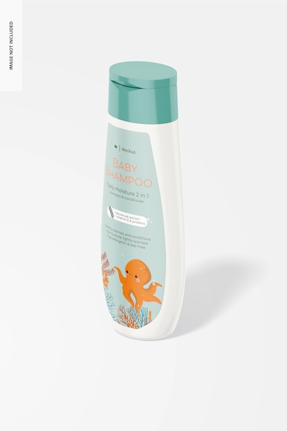 Mockup de shampoo hidratante para bebês, vista direita