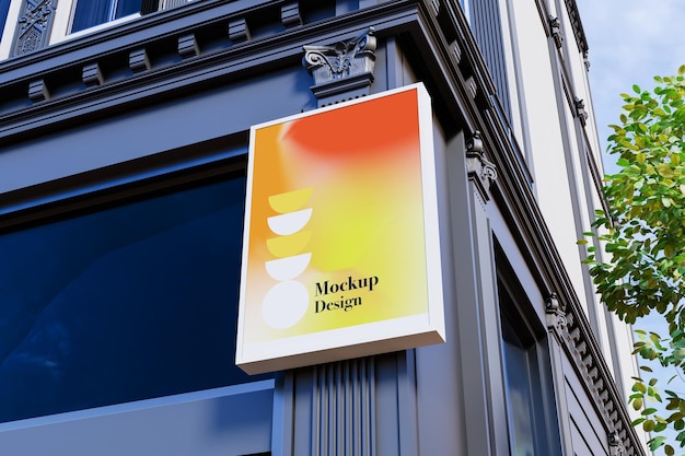 Mockup de sinalização de loja com design gradiente